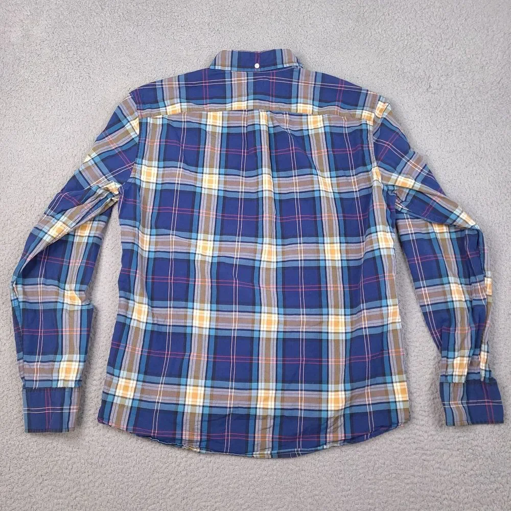 J Crew Shirt‎ Mens Large Blue Tartan Plaid Slim Fit Long Sleeve Button Down